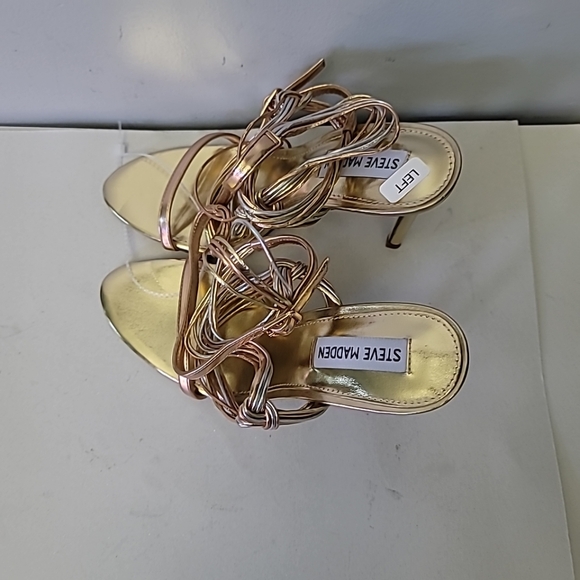 Steve Madden Lele Two Tone Metallic Leather Strappy Dress Sandals - Picture 7 of 8